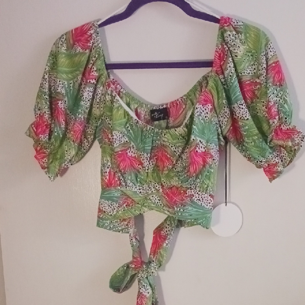 Milk And Honey, Jungle Inspired Print Cropped Large Tie Around The Torso